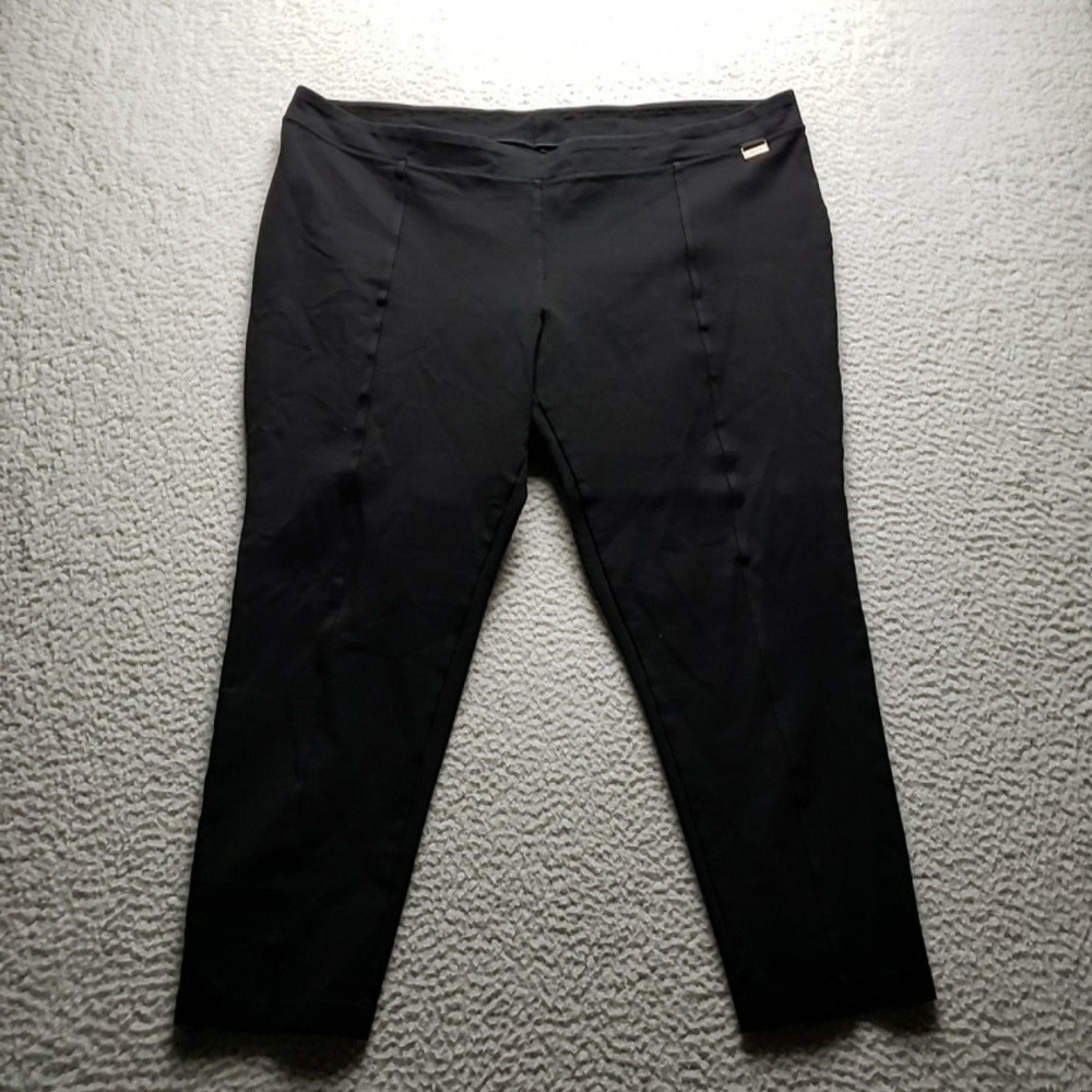 Calvin Klein Leggings Womens 40 Black Solid Ankle Elastic Waist Stretch Knit